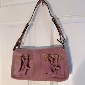 Italian Leather Mania Cowhide Handbag Dusty Pink Shoulder Bag Adj strap EUC